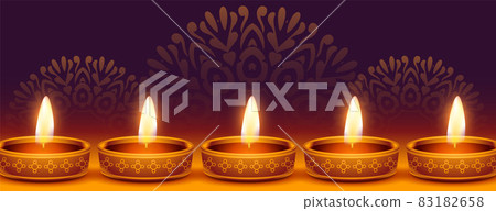 glowing diwali diya decorative festival web banner 83182658