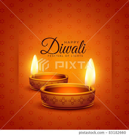 festival of light happy diwali realistic diya design 83182660