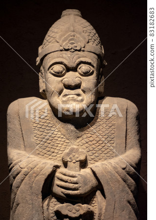 Ancient stone statue of a warrior in Luoyang Museum in Luoyang, China Ancient stone statue of a warrior in Luoyang Museum in Luoyang, China 83182683