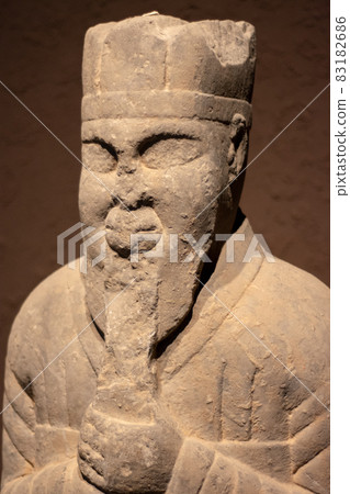 Ancient stone statue of nobleman in Luoyang Museum in Luoyang, China Ancient stone statue of nobleman in Luoyang Museum in Luoyang, China 83182686