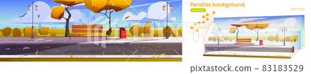 Parallax background with autumn city park Parallax background with autumn city park 83183529