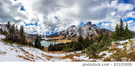 Canadian nature landscape in mountains. Sunny Fall Season. Canadian nature landscape in mountains. Sunny Fall Season. 83185000
