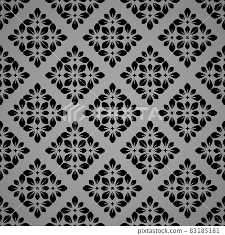 Flower pattern. Seamless black and gray ornament. Flower pattern. Seamless black and gray ornament. 83185181