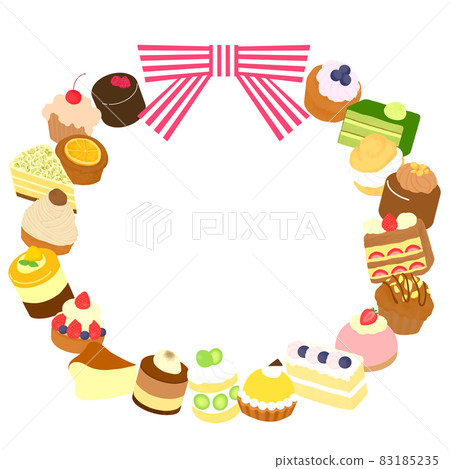 Wreath of cakes and tart sweets 83185235