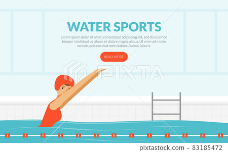 Olympic Sport with Woman Swimming in Pool Vector Template Olympic Sport with Woman Swimming in Pool Vector Template 83185472