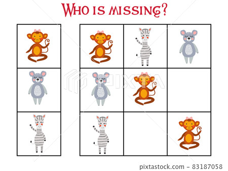 Children's game Find who is missing. Sudoku for kids. Children's puzzles. Educational game for children. Cute animals Children's game Find who is missing. Sudoku for kids. Children's puzzles. Educational game for children. Cute animals 83187058