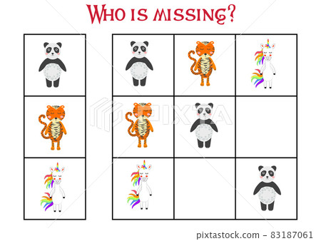 Children's game Find who is missing. Sudoku for kids. Children's puzzles. Educational game for children. Cute animals Children's game Find who is missing. Sudoku for kids. Children's puzzles. Educational game for children. Cute animals 83187061