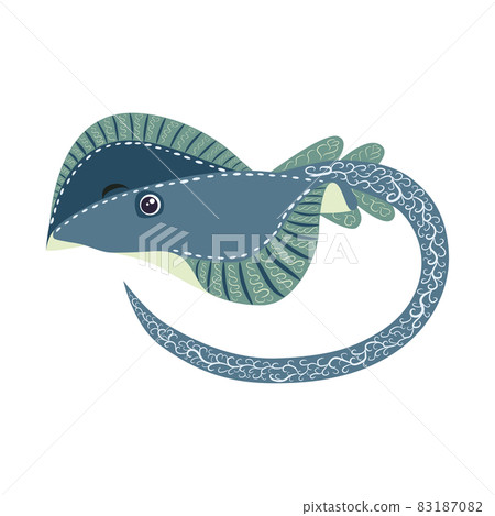 Stingray sails fish on a white background. illustration on a sea theme in a cartoon childlike style. Scandinavian style Stingray sails fish on a white background. illustration on a sea theme in a cartoon childlike style. Scandinavian style 83187082