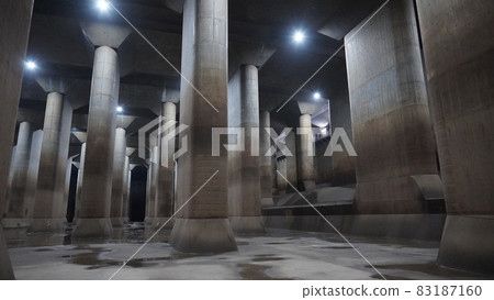 Scenery of a huge outer drainage channel that protects the safety of the metropolitan area 83187160