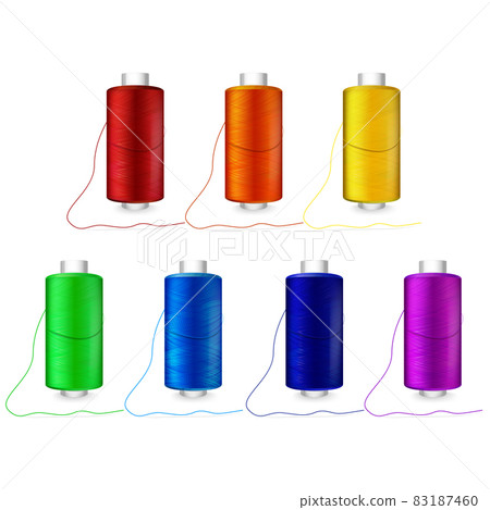 Realistic Detailed 3d Different Color Bobbins Set. Vector illustration of Spools of Thread for Sewing and Needlework Realistic Detailed 3d Different Color Bobbins Set. Vector illustration of Spools of Thread for Sewing and Needlework 83187460