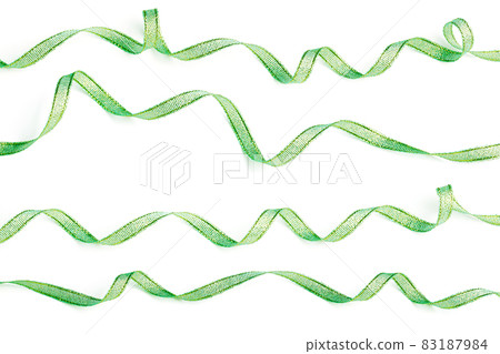 Wavy green ribbons isolated on white background. Wavy green ribbons isolated on white background. 83187984