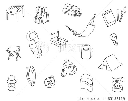 Brush writing wallpaper illustration of camping equipment Brush writing wallpaper illustration of camping equipment 83188119