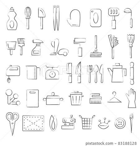 Brush drawing illustration icon set of daily necessities 83188128