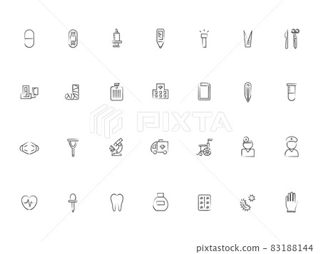 Medical brush illustration icon set 83188144