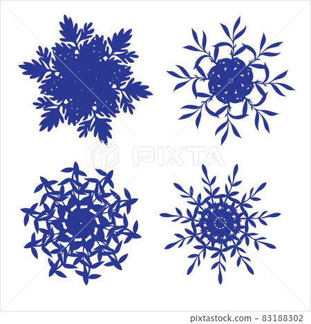 Set of snowflakes. Laser cut pattern for christmas paper cards, design elements, scrapbooking. Vector illustration. Set of snowflakes. Laser cut pattern for christmas paper cards, design elements, scrapbooking. Vector illustration. 83188302