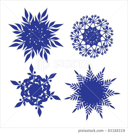 Set of snowflakes. Laser cut pattern for christmas paper cards, design elements, scrapbooking. Vector illustration. 83188319