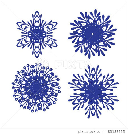 Set of snowflakes. Laser cut pattern for christmas paper cards, design elements, scrapbooking. Vector illustration. 83188335