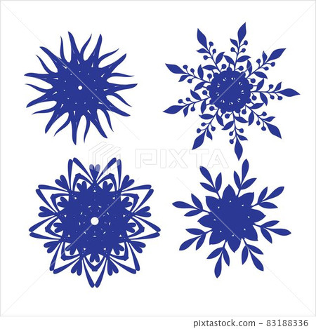 Set of snowflakes. Laser cut pattern for christmas paper cards, design elements, scrapbooking. Vector illustration. 83188336