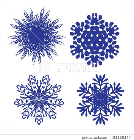 Set of snowflakes. Laser cut pattern for christmas paper cards, design elements, scrapbooking. Vector illustration. Set of snowflakes. Laser cut pattern for christmas paper cards, design elements, scrapbooking. Vector illustration. 83188344