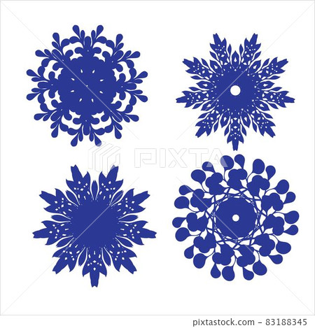 Set of snowflakes. Laser cut pattern for christmas paper cards, design elements, scrapbooking. Vector illustration. 83188345