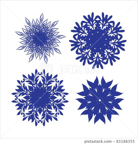 Set of snowflakes. Laser cut pattern for christmas paper cards, design elements, scrapbooking. Vector illustration. 83188355