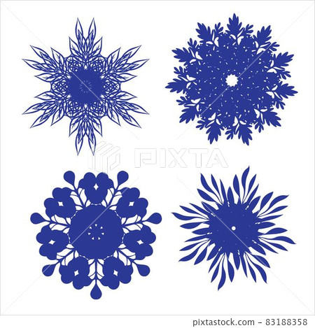 Set of snowflakes. Laser cut pattern for christmas paper cards, design elements, scrapbooking. Vector illustration. 83188358
