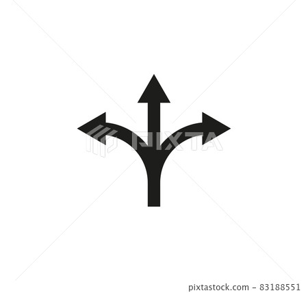 Arrow, three way, direction icon. Vector illustration. Flat design. 83188551