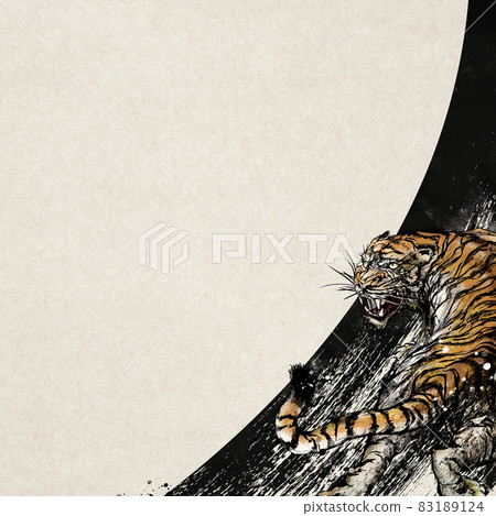 Tiger and Japanese paper background material Tiger and Japanese paper background material 83189124