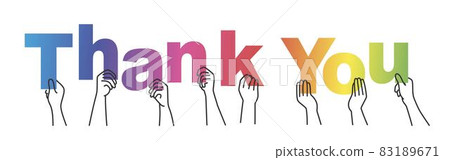 Thank you. A group of people hold big letters. Thank you. A group of people hold big letters. 83189671