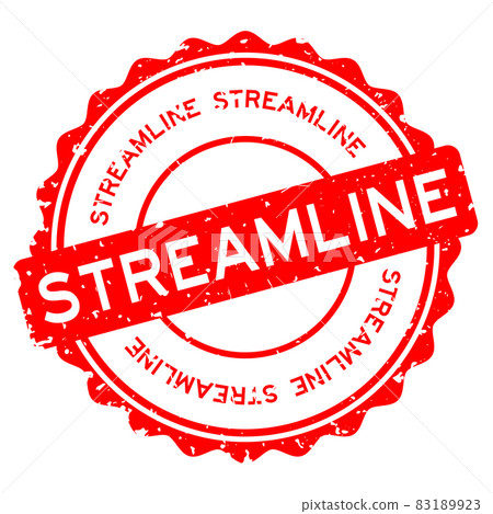Grunge red streamline word round rubber seal stamp on white background 83189923