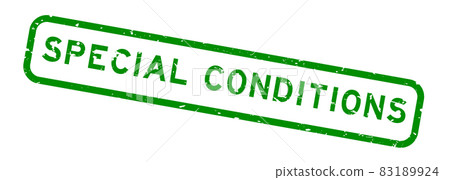 Grunge green special conditions word square rubber seal stamp on white background 83189924