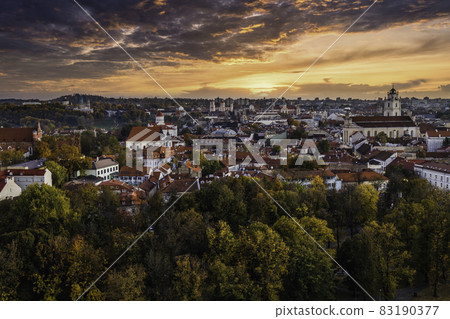 panorama of the Vilnius old town at sunset panorama of the Vilnius old town at sunset 83190377