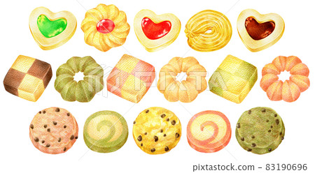 彩色鉛筆劃餅乾線圖 83190696