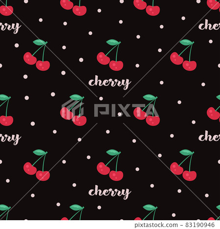 seamless pattern with cherries on dark background 83190946