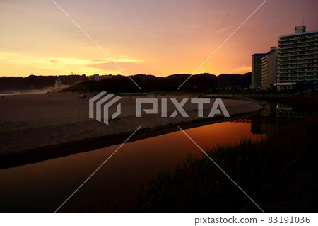 River surface reflecting the sunset River surface reflecting the sunset 83191036