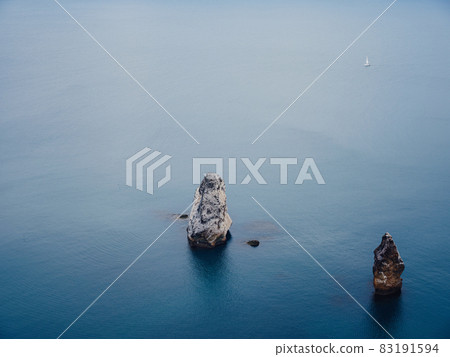 Black Sea coastline. View of the huge rocky capes. Black Sea coastline. View of the huge rocky capes. 83191594