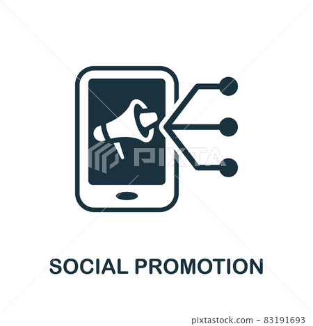 Social Promotion icon. Monochrome sign from content marketing collection. Creative Social Promotion icon illustration for web design, infographics and more 83191693