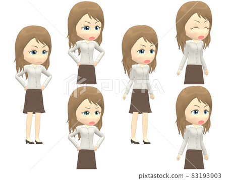 [Angry A] Caucasian woman shirt wave diagonal 83193903