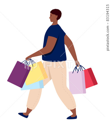 Shopping person consumer with purchase bags vector illustration Shopping person consumer with purchase bags vector illustration 83194315