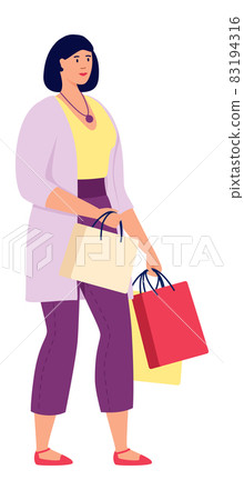 Shopping girl with gift bags isolated on white Shopping girl with gift bags isolated on white 83194316