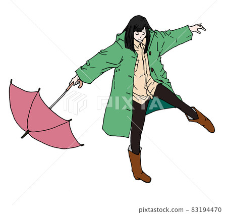 下雨天很開心,撐著傘開始跳舞的女人(有色人種) 下雨天很開心,撐著傘開始跳舞的女人(有色人種) 83194470