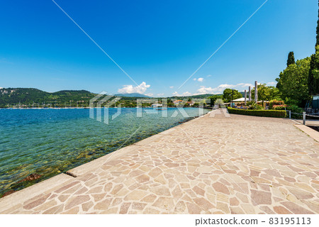 Lakeshore of Lake Garda in the small village of Bardolino Veneto Italy 83195113