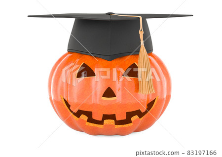 Halloween Pumpkin with graduate cap, 3D rendering 83197166