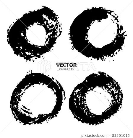 Vector Set of brush Circle Round Black color on white background. Hand painted grange elements. Ink drawing. Dirty artistic design . Place for text, quote, information, company name. Vector Set of brush Circle Round Black color on white background. Hand painted grange elements. Ink drawing. Dirty artistic design . Place for text, quote, information, company name. 83201015