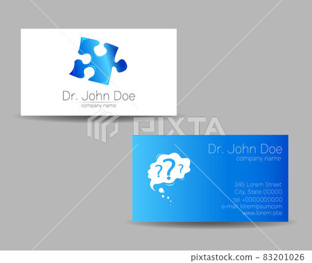 Vector Business Visit Card Puzzle Modern logo Brine in Creative style. Design concept. Brand company. Blue color isolated on gray background Symbol for web, print. 83201026