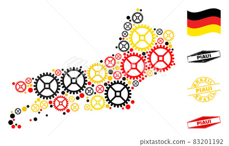 Workshop Composition Piaui State Map in German Flag Colors and Grunge Seals Workshop Composition Piaui State Map in German Flag Colors and Grunge Seals 83201192