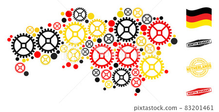 Cog Composition North Brabant Province Map in German Flag Colors and Grunge Stamps 83201461