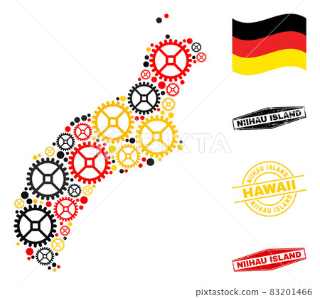 Workshop Collage Niihau Island Map in German Flag Colors and Grunge Seals 83201466