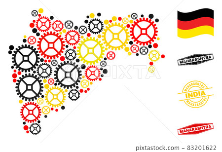 Industrial Mosaic Maharashtra State Map in German Flag Colors and Grunge Stamps Industrial Mosaic Maharashtra State Map in German Flag Colors and Grunge Stamps 83201622