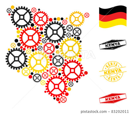 Industrial Collage Kenya Map in German Flag Colors and Grunge Seals Industrial Collage Kenya Map in German Flag Colors and Grunge Seals 83202011